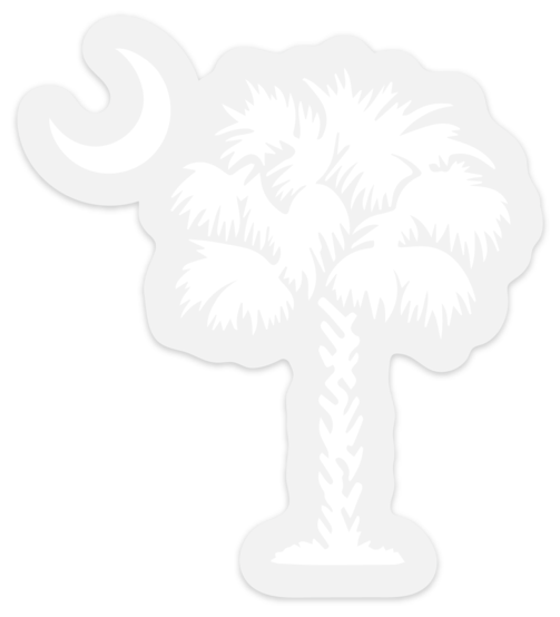 LARGE WHITE PALM TREE STICKER WITH CLEAR BACKGROUND